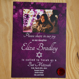 Shimmery Violet Bat Mitzvah Einladung mit Star