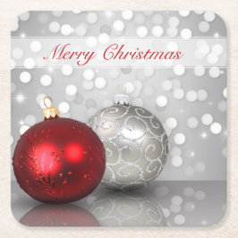 Shimmery Weihnachtsverzierungen - Rechteckiger Pappuntersetzer