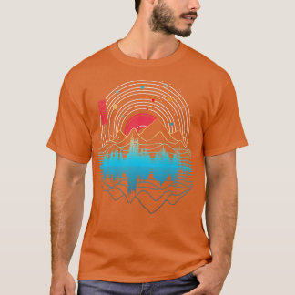 Shimmy Music Sky Space Outdoor Mountain Lineart T-Shirt