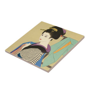 Shimura Tatsumi Zwei Sujets japanischer Frauen Fliese