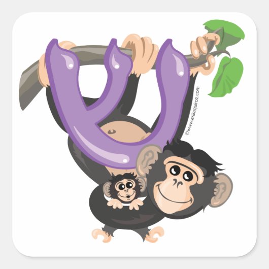 Shin Hebrew Aleph Bet Alphabet Chimpanzee Stickers (Vorderseite)