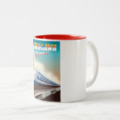 Shinagawa Japan Reiseplakat. Zweifarbige Tasse (VorderseiteRechts)