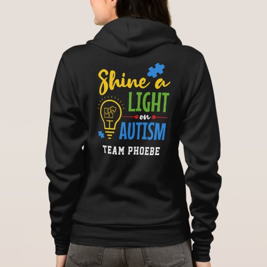 Shine a light on Autismus Matching Team Personalis Hoodie (Rückseite)