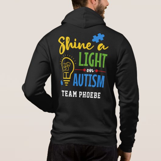 Shine A light on Autismus Personalisiert Matching Hoodie (Rückseite)