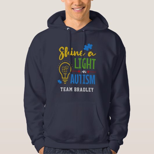 Shine A Light on Autismus Personalisiert Team Hoodie (Vorderseite)