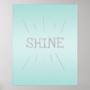 Shine Aqua mit Silver Glitzer Poster