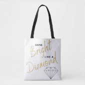 Shine Bright Diamond Script Schwarz-weiße Imitate  Tasche (Vorderseite)