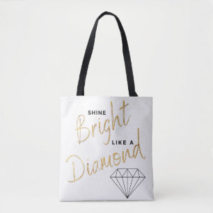 Shine Bright Diamond Script Schwarz-weiße Imitate  Tasche