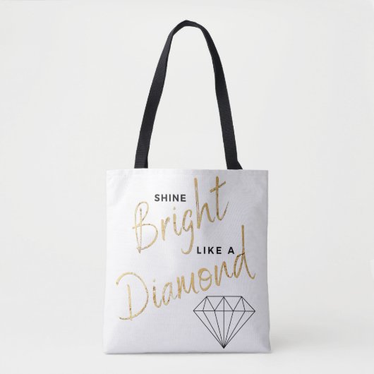 Shine Bright Diamond Script Schwarz-weiße Imitate  Tasche (Vorderseite)