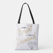 Shine Bright Diamond Script Schwarz-weiße Imitate  Tasche (Rückseite)