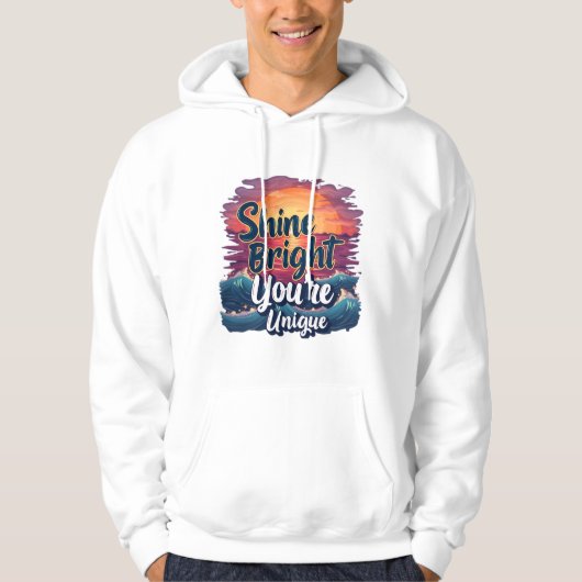 "Shine Bright, du bist einzigartig!" Sunset Ocean Hoodie (Vorderseite)