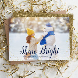 Shine Bright | Glitz Imitats Glitzer Foto Overlay Feiertagskarte