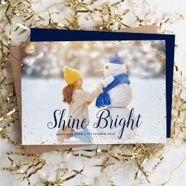 Shine Bright | Glitz Imitats Glitzer Foto Overlay Feiertagskarte