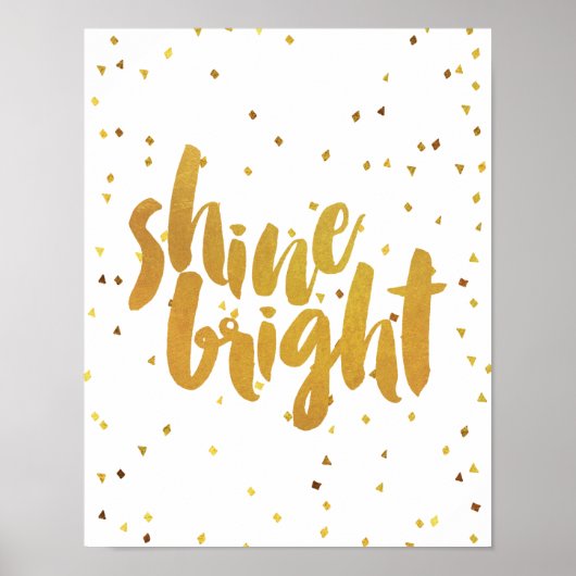 Shine Bright Gold Typografie Poster (Vorne)