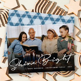 Shine Bright Handwriting Script Hanukkah Foto Feiertagskarte