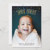 Shine Bright Hanukkah Foto Card Feiertagskarte (Vorderseite)