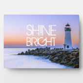 Shine Bright Lighthouse Pastel Sunset Rocky Beach Fotoplatte (Vorderseite)