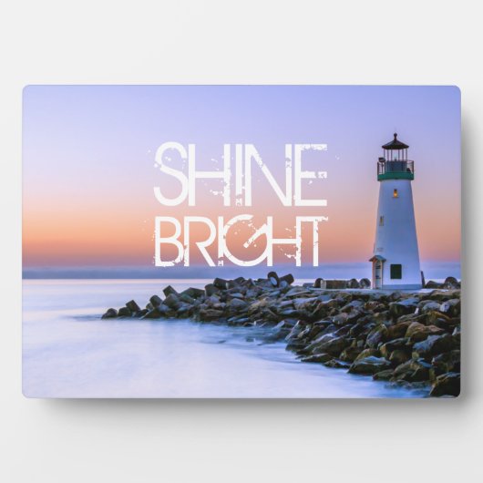 Shine Bright Lighthouse Pastel Sunset Rocky Beach Fotoplatte (Vorderseite)