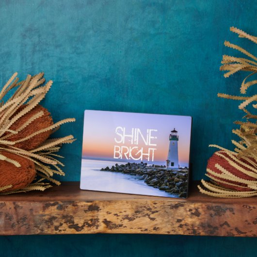 Shine Bright Lighthouse Pastel Sunset Rocky Beach Fotoplatte (Seite)