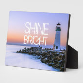 Shine Bright Lighthouse Pastel Sunset Rocky Beach Fotoplatte (Seite)
