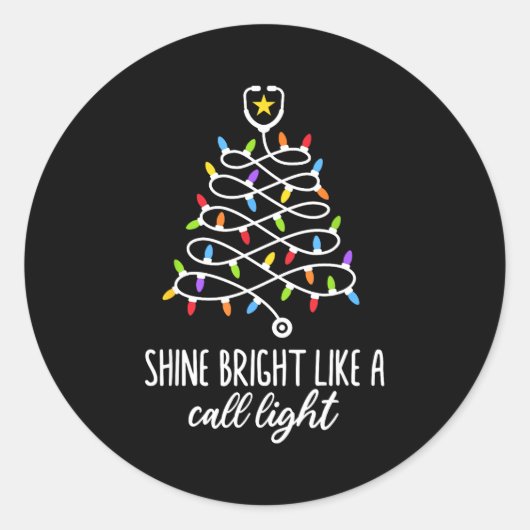 Shine Bright Like A Call Light Funny Nurse Christm Runder Aufkleber (Vorderseite)
