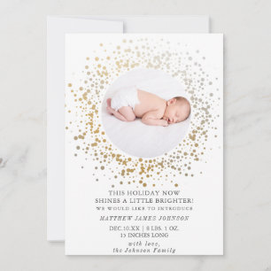 Shine Bright Modern Gold Holiday Christmas Newborn Feiertagskarte
