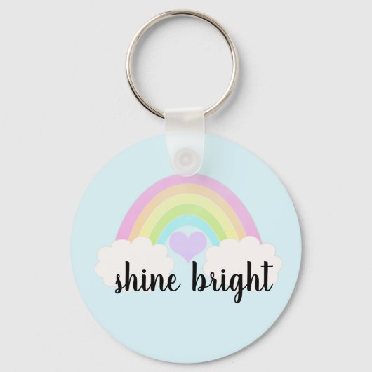Shine Bright Pastel Watercolor Rainbow Schlüsselanhänger (Vorderseite)