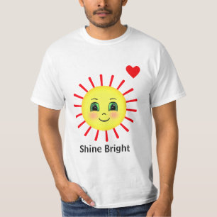 Shine Bright Red Rising Sun Rays mit Happy Face T-Shirt