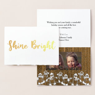 Shine Bright Snowman Weihnachts Foto Foil Card Folienkarte