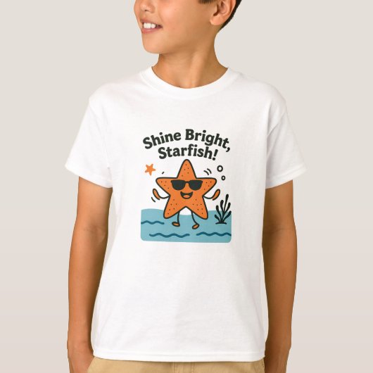 Shine Bright Starfish Cute Orange Beach Design T-Shirt (Vorderseite)