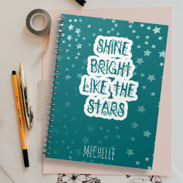 Shine Bright wie die Stars Typografie Aquamarin Gr Notizblock