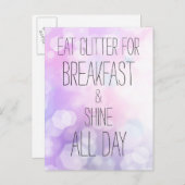 Shine Den ganzen Tag - Lila Glitzern - Freundschaf Postkarte (Vorne/Hinten)