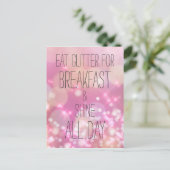 Shine Den ganzen Tag - Rosa Glitzern Freundschafts Postkarte (Stehend Vorderseite)
