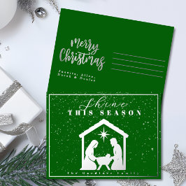 Shine Dieses Jahr Weihnachten Weihnachten Grün Sil Folien Feiertagspostkarte