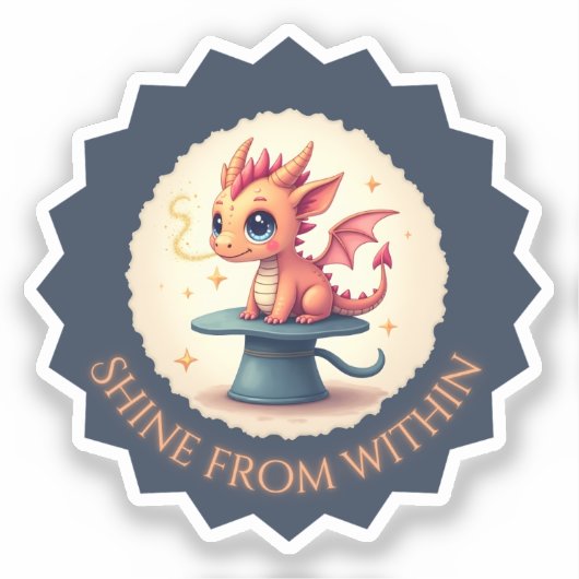 Shine from inside - Niedlicher Drache Aufkleber (Vorderseite)