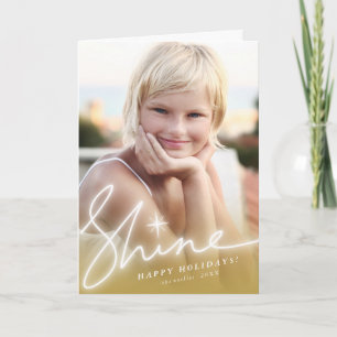 Shine Glow Handschrift Schriftzug Gold Ombre Foto Feiertagskarte
