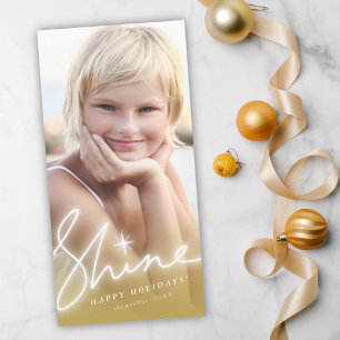 Shine Glow Handschrift Script Gold Ombre Foto Feiertagskarte