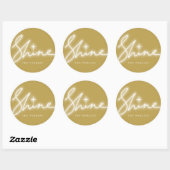 Shine Glow Handwrite Skript für Gold Moderne Ferie Runder Aufkleber (Blatt)
