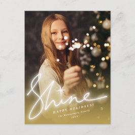 Shine Glow Handwriting Script Gold Ombre Foto Feiertagspostkarte