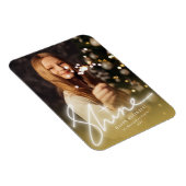 Shine Glow Handwriting Script Gold Ombre Foto Magnet (Rechte Seite)