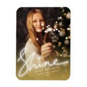 Shine Glow Handwriting Script Gold Ombre Foto Magnet (Vertikal)
