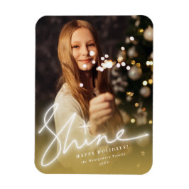 Shine Glow Handwriting Script Gold Ombre Foto Magnet