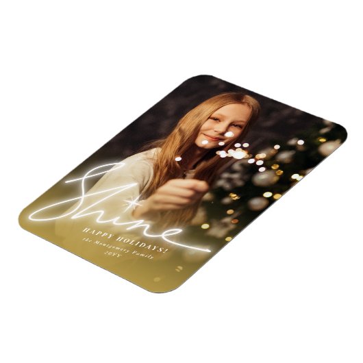 Shine Glow Handwriting Script Gold Ombre Foto Magnet (Linke Seite)