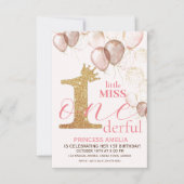 Shine Gold Crown Princess BlushErster Geburtstag Einladung (Vorderseite)