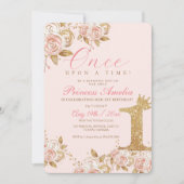 Shine Gold Princess 1. Geburtstag Party Erstes Einladung (Vorderseite)