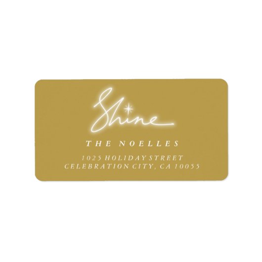 Shine Handwrite Script Gold Holiday Address Labels Adressaufkleber (Vorne)