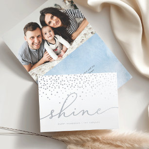 Shine   Hanukkah Foto Silver Foil Card Folienkarte