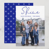 Shine Happy Hanukkah Blue Foto Feiertagskarte (Vorne/Hinten)