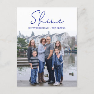 Shine Happy Hanukkah Blue Foto Feiertagspostkarte