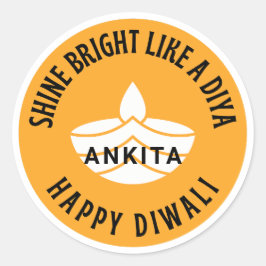 Shine hell wie ein Diya anpassbar Diwali Runder Aufkleber